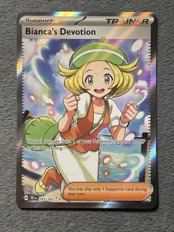 Bianca’s Devotion 197/162 Full Art Double Rare Textured Pokemon Card Temporal - Image 1