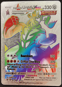 Urshifu Vmax Rainbow Silver Foil Textured Display Card - Image 1