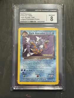 Pokemon TCG Dark Gyarados Prerelease Holo Rare Card 8/82 Vintage 1999 CGC 8 - Image 1