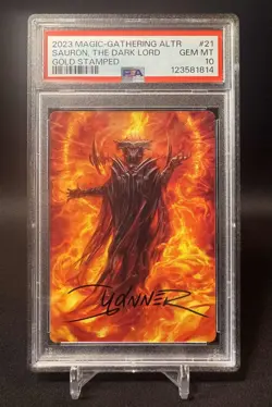 PSA 10 - Sauron, the Dark Lord - Gold Stamped Signature LOTR MTG LTR - PRISTINE - Image 1