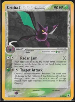 2005 Pokemon TCG EX Delta Species Crobat 2/113 Holo Rare - Image 1