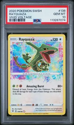 2020 POKEMON SWORD & SHIELD VIVID VOLTAGE #138 RAYQUAZA PSA 10 - Image 1