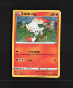 Scorbunny SWSH244 Sword & Shield Black Star Promo Holo SWIRL Pokemon Card NM - Image 1