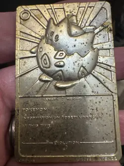 Pokemon Vintage 1999 23K Gold Plated Card Burger King Limited Edition Togepi - Image 2