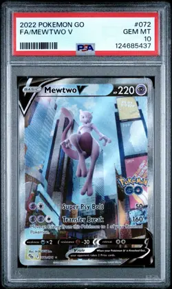 2022 Pokemon SWSH Pokemon GO Mewtwo V (Alternate Full Art) #072/078 PSA 10 - Image 1