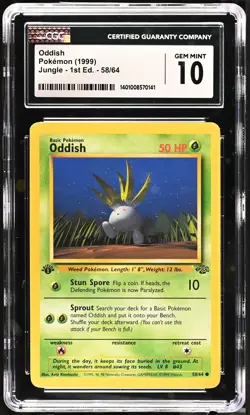 1999 Pokemon Jungle Oddish #58/64 1st Edition CGC 10 GEM MINT - Image 1