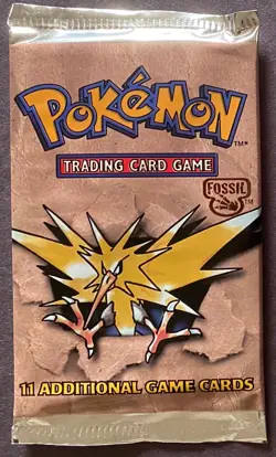 Pokemon unopened fossil Booster Pack 11 Card Factory Sealed 1999 Zapdos Art WOTC - Image 1