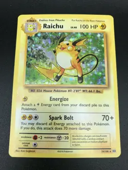 Raichu HOLO RARE 36/108 Pokemon TCG XY Evolutions Card NM Shiny foil 2016 - Image 1