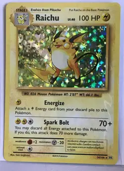 Raichu HOLO RARE 36/108 Pokemon TCG XY Evolutions Card NM Shiny foil 2016 - Image 2