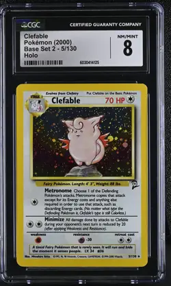 CGC 8 Clefable 2000 Base Set 2 5/130 Holo Pokemon Card - Image 1