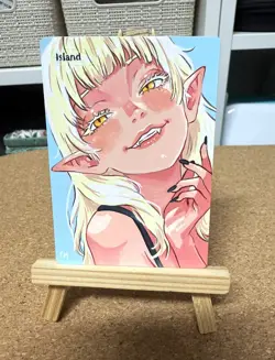 Hand Painted Altered Art Mtg land card Anime - USA customers read description - Image 1