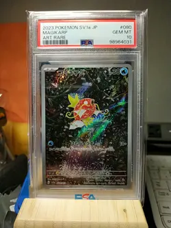 PSA 10 Magikarp Pokemon Card Japanese 080/073 SV1a Triplet Beat AR Alt Art 2023 - Image 1