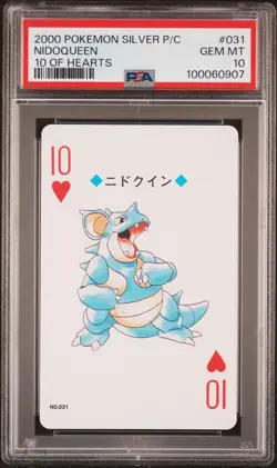 2000 POKEMON SILVER VERSION PLAYING CARDS 10 OF HEARTS #031 NIDOQUEEN PSA 10 - Image 1