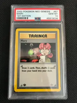 PSA 10 GEM MINT Mary 87 Neo Genesis 1st Edition Pokemon Card - Image 1