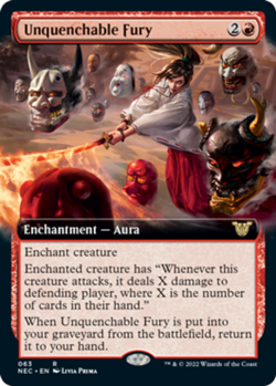 NM-Mint, Japanese MTG Regular Unquenchable Fury - Extended Art Commander: Kamiga - Image 1
