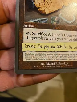 MTG Unglued Ashnod's Coupon Never Played - Image 5