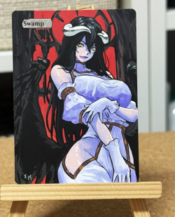 Hand Painted Altered Art Mtg land card Anime - USA customers read description - Image 1