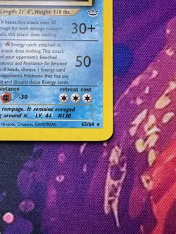 Pokemon TCG Neo Revelation Shining Gyarados 65/64 Secret Rare Holo MP/LP - Image 4