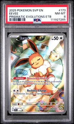 2025 POKEMON SVP EN-SV BLACK STAR PROMO #173 EEVEE PRISMATIC EVOLUTIONS PSA 8 - Image 1