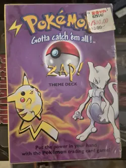FACTORY SEALED 1999 Pokemon Zap Base Set Theme Deck (ShadowlessU) Nice Box 742818060189 - Image 1