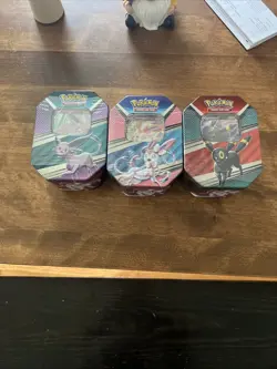 Pokemon TCG V Heroes Booster Tin Set Espeon Umbreon Sylveon 3 Set Factory Sealed - Image 1