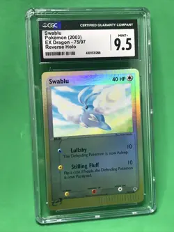 CGC 9.5 Mint + Swablu Reverse Holo EX Dragon Pokemon 2003 Vintage #75/97 - Image 1