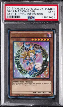 2015 YU-GI-OH! YUGI'S LEGEND DECK: BATTLE CITY 1ST ED DARK MAGICIAN GIRL PSA 9 - Image 1