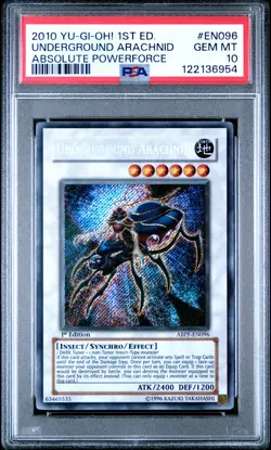 2010 YU-GI-OH! ABPF-ABSOLUTE POWERFORCE 1ST ED UNDERGROUND ARACHNID PSA 10 - Image 1