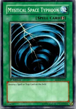 Mystical Space Typhoon SD3-EN015 Yu-Gi-Oh! Heavy Play 1st Edition - Image 1