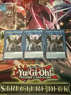 X3 Yugioh Condemned Darklord DUOV-EN006 Ultra Rare Near Mint Euro Eng X3 - Image 1