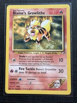 Pokemon TCG Blaine's Growlithe Gym Heroes 35/132, Unlimited Uncommon Card MP - Image 1