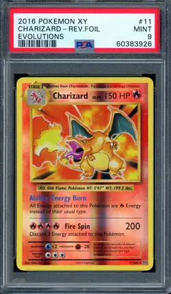 PSA 9 MINT Charizard XY Evolutions 2016 Reverse Holofoil Pokemon Card Game - Image 1