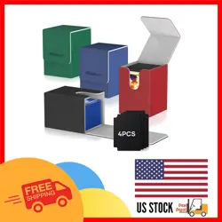 4 Pack Leather Magnetic Card Deck Box - Holds 400+ Cards Elegantly Secure - Image 1