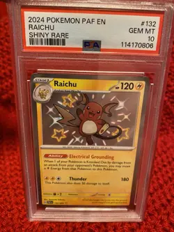 Pokemon TCG Raichu 132/091 Paldean Fates Shiny Rare Card NM Condition PSA 10 - Image 1