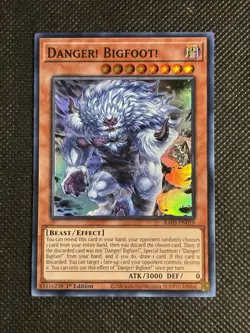 YuGiOh! - Danger! Bigfoot! RA03-EN019 Alt Art Super Rare 1st Edition Near Mint - Image 1