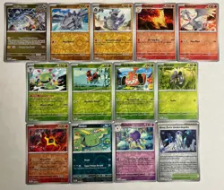Pokemon 13 Card Stellar Crown Reverse Holo Lot No Duplicates Ledyba Reshiram +++ - Image 1