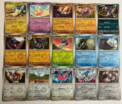 Pokemon 15 Card Paradox Rift Reverse Holo Lot No Duplicates Minun Aipom Swablu + - Image 1