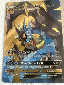 M Charizard X GX Gold Textured Foil Fan Art Pokemon Card HP240 Dragon Fang - Image 1
