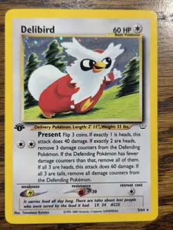 Pokemon Wotc 1st Ed Neo Revelation #5/64 Holo Delibird Good Looking Card - Image 1