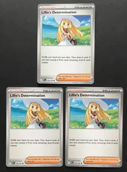 3 X Lillie’s Determination 119/132 Mega Evolution Pokemon Cards Useful Trainer - Image 1