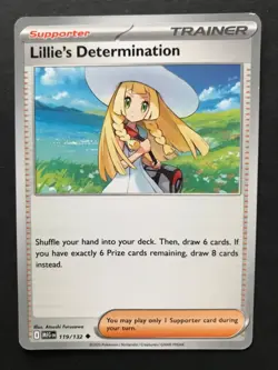 3 X Lillie’s Determination 119/132 Mega Evolution Pokemon Cards Useful Trainer - Image 3