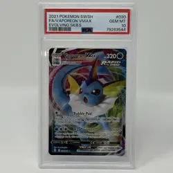 Vaporeon VMAX Full Art! 2021 Pokemon SWSH Evolving Skies FA #030 PSA 10 GEM MINT - Image 1