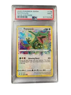 2020 Pokemon SWSH Vivid Voltage #138 Rayquaza Amazing Rare Holo PSA 9 Mint - Image 1