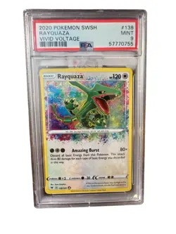 2020 Pokemon SWSH Vivid Voltage #138 Rayquaza Amazing Rare Holo PSA 9 Mint - Image 3