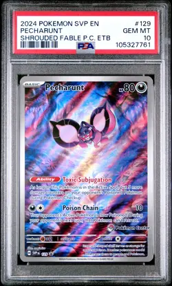 2024 POKEMON SHROUDED FABLE POKEMON CENTER ETB SVP EN-SV #129 PECHARUNT PSA 10 - Image 1