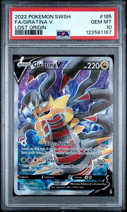 Pokemon Lost Origin Giratina V 185/196 Full Art Rare Holo Foil PSA 10 GEM MINT - Image 1