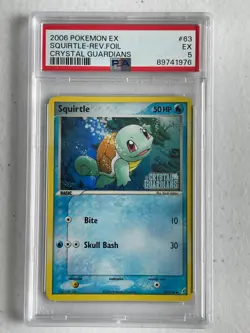 SQUIRTLE REVERSE FOIL!! 2006 Pokemon EX Crystal Guardians #63 PSA 5! EXCELLENT!! - Image 1