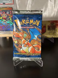 1999 Pokemon Base Set Unlimited Booster Pack BOX FRESH UNWEIGHED ZARD ART! - Image 1