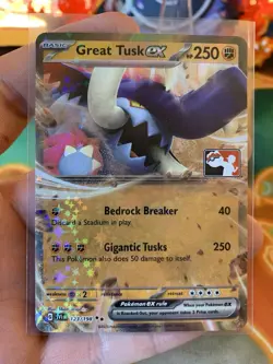 2023 Play! Pokemon Prize Pack Series 3 Great Tusk EX 123 - NM - Image 2