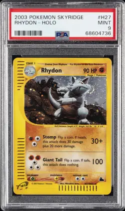 2003 POKEMON SKYRIDGE #H27 RHYDON-HOLO PSA 9 - Image 1